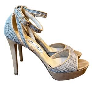 Jimmy Choo Kayden Stiletto Heel Leather Mesh Ankle Strap Platform Women’s Sz 39